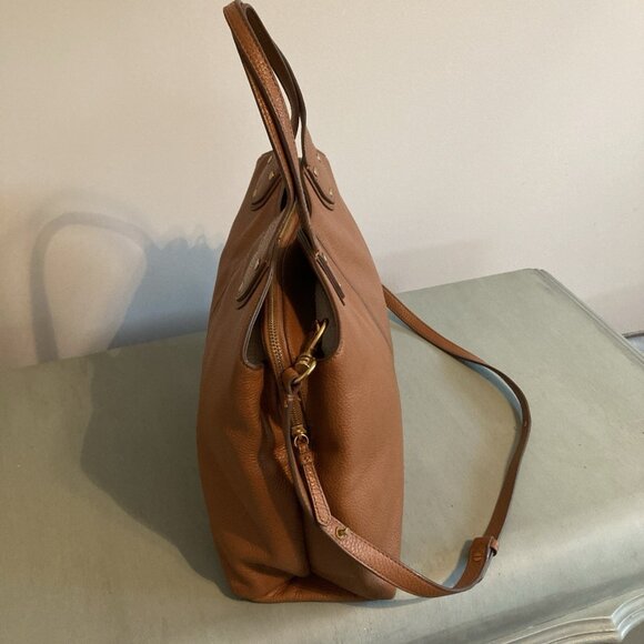 Banana Republic LARGE Bag Gold HardwareBrown Pebbled Leather Tote W/ Laptop Slv - Picture 5 of 15